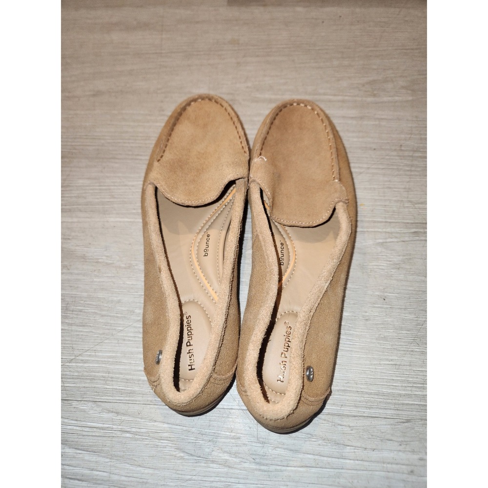 Hush Puppies Ozzie Tan Suede Loafers Womens 7.5 M Bounce Comfort Flats PW-OZZIE - Picture 3 of 7